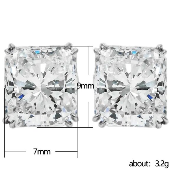 🎁 Dazzling Rectangle Emerald cut Diamond CZ Earring for Women, HA4493 - Picture 3 of 5